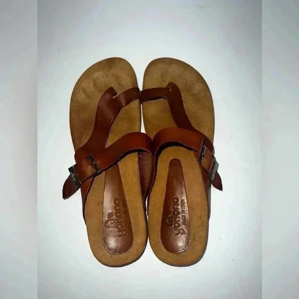 Brown Leather Toe-Ring Slide Sandals for Women - Picture 5 of 8